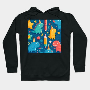 Dinosaur and Pencil-Rockets kids Hoodie